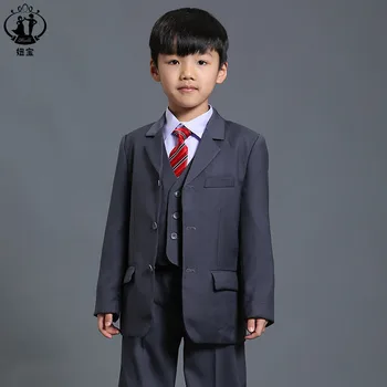 

New Fashion costume for boy Grey Boy Blazer for Wedding Baby Boy Suit 3-Piece Coat+Vest+Pant Suits