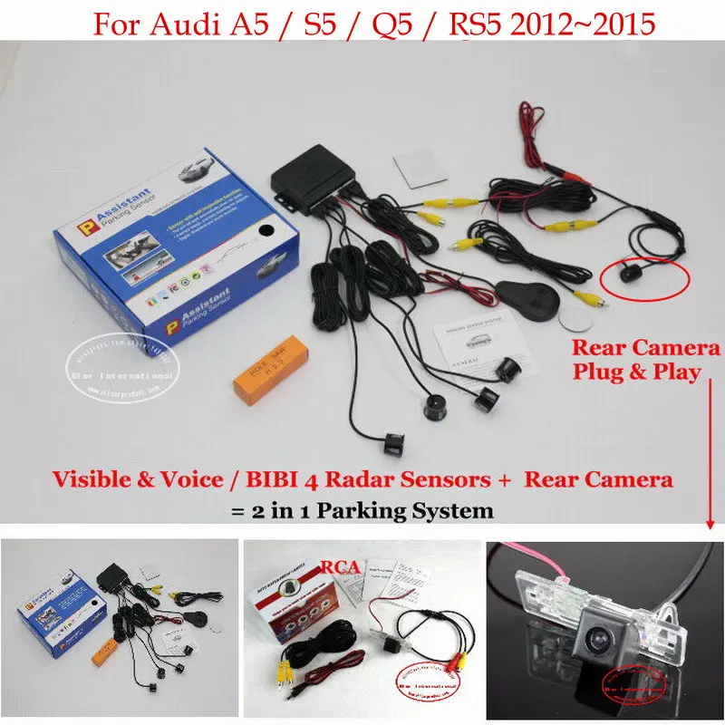 

Liislee For Audi A5 S5 Q5 RS5 2012~2015 - BIBI Alarm Parking System / Car Parking Sensors + Rear View Camera = 2 in 1 Visual