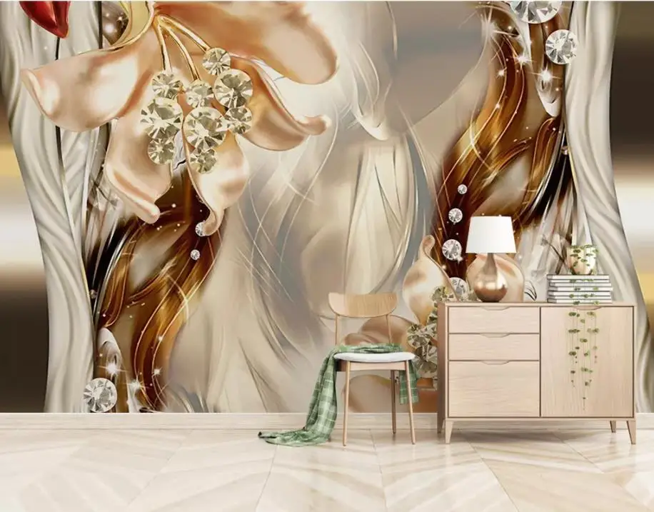 На заказ любой размер фото Фэнтези 3d Драгоценности цветы Драгоценности Настенные обои для стен 3 d для гостиной