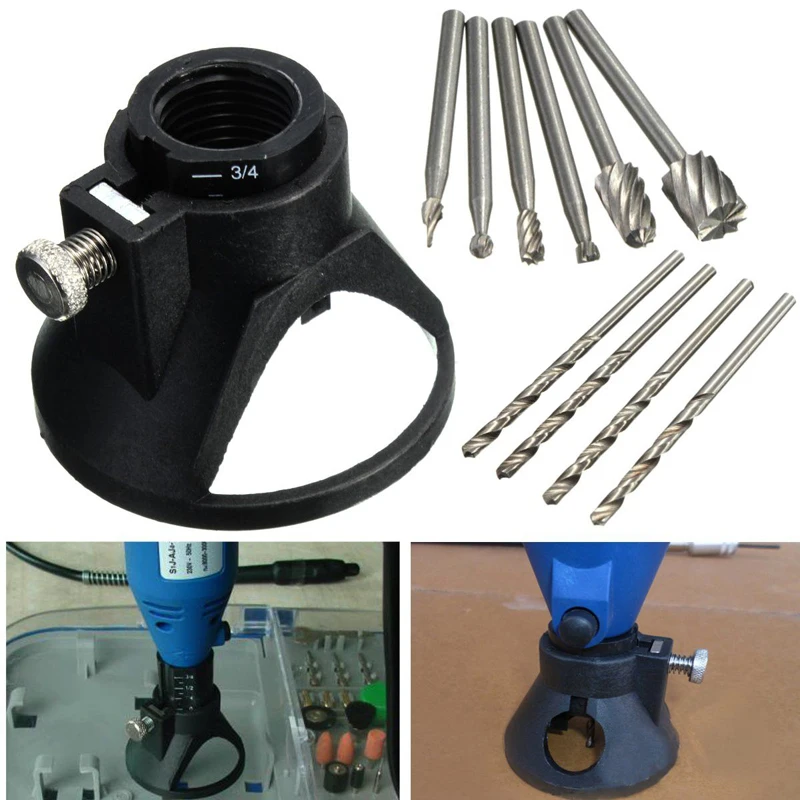 1set  6x HSS Wood Milling Burrs+1 Drill Carving Locator+ 4 Bits for Rotary Tool Accessories