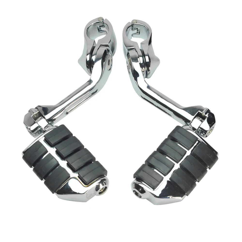 Chrome 32mm Universal Motorcycle Long Angle Foot Pegs Footpeg Engine