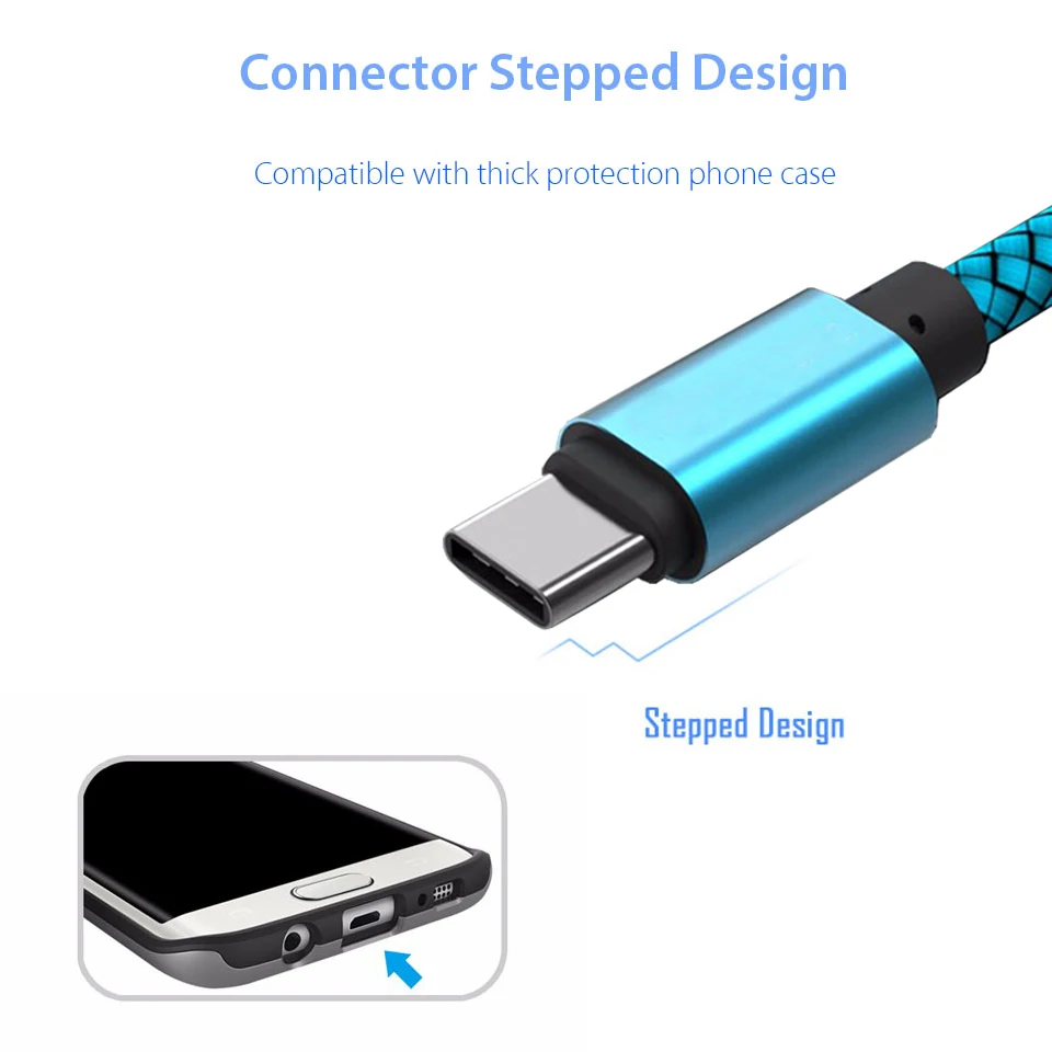 Зарядный кабель USB Type C для Samsung Galaxy A6/A8/Plus 2018 A3/A5/A7 2017 S8 1/2/3 метра длинное зарядное