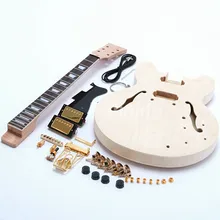 High Quality Unfinished Guitar DIY Electric Guitar Guitar Kit Flat Maple Top Semi Hollow body