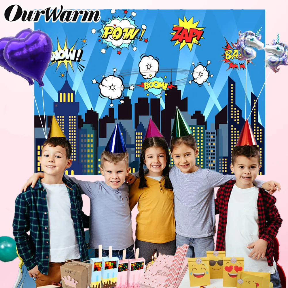 

OurWarm Birthday Party Decoration Photo Backdrop Disposable Tableware Candy Gifts Bags Box Unicorn Balloon Home Party Supplies