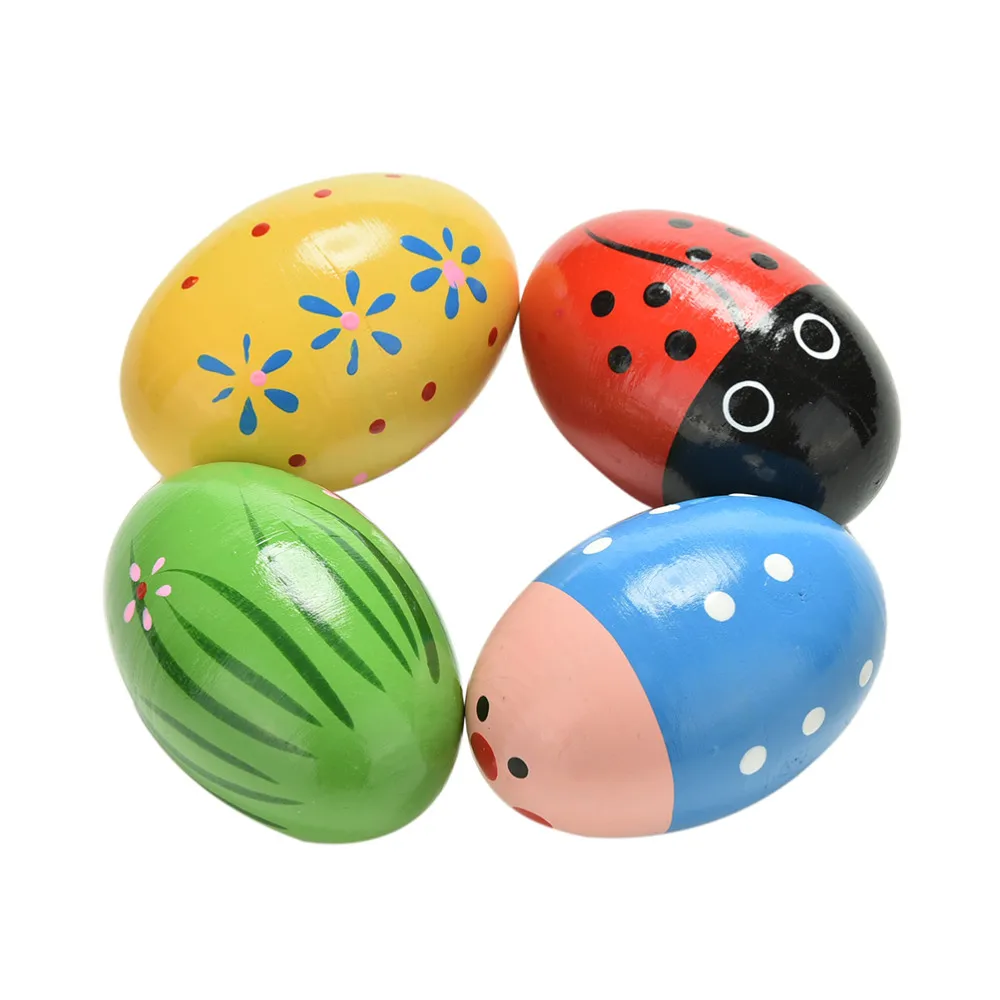 Детские красочные деревянные песочные яйца инструменты Ударные музыкальные игрушки цвета случайный