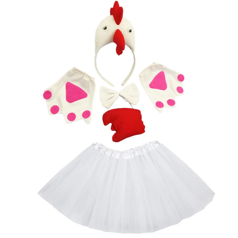 

Kids Children Party Props Animal cock Chick Cosplay Costume Head Wear Headband with Tutu Skirt Halloween Carnival Birthday Gift