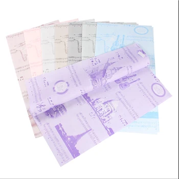 

20 Pcs Paris Love Song Musical Note Pattern Fiber Paper Flower Wrapping Paper Bouquet Packing Material Florist Supply 58*58CM