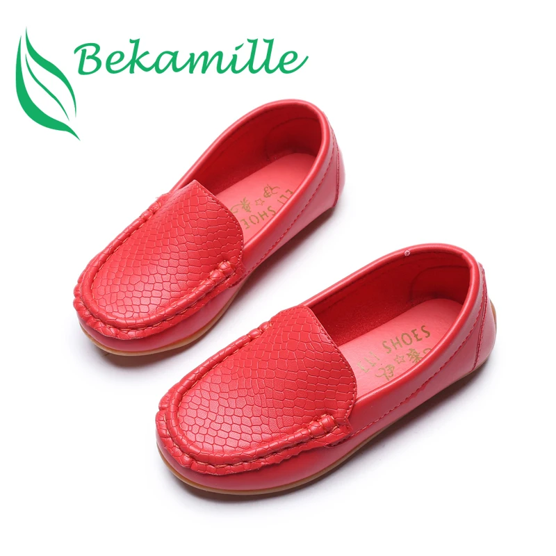 جديد أزياء أطفال أحذية حجم 21-38 الأطفال بو الجلود sneakers للطفل الفتيان/الفتيات قارب الانزلاق على لينة 5 اللون