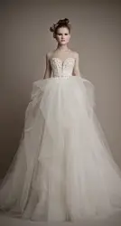 С плеча Милая тюль платье vestido de noiva халат de mariée 2018 кружева-линии свадебное платье для матери невесты платья