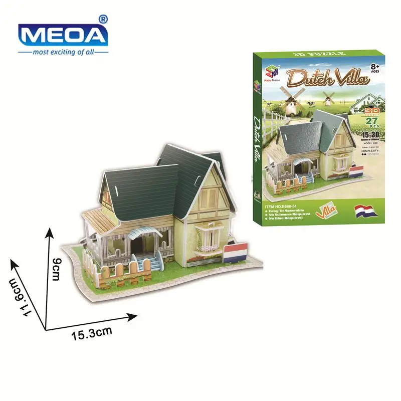 

Cardboard 3D Puzzle Toy Dutch Style Villa Model European Style Buildings Assembly Kits Educational Toy For Children Christmas
