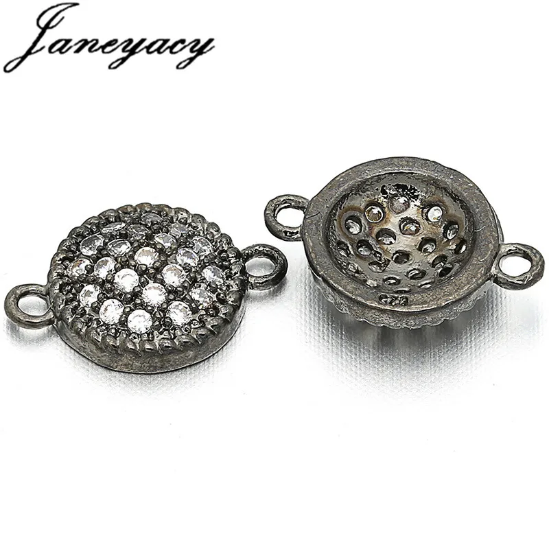 

High Quality Brass Cubic Zirconia Accessories Connector Round DIY Anklet Bracelet Accessories Jewelry Making L11*W8mm Accesorios
