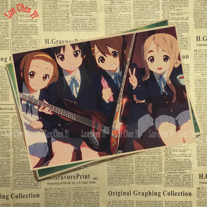 Японское аниме K-ON матовая крафт-бумага плакат украшение интерьера живопись