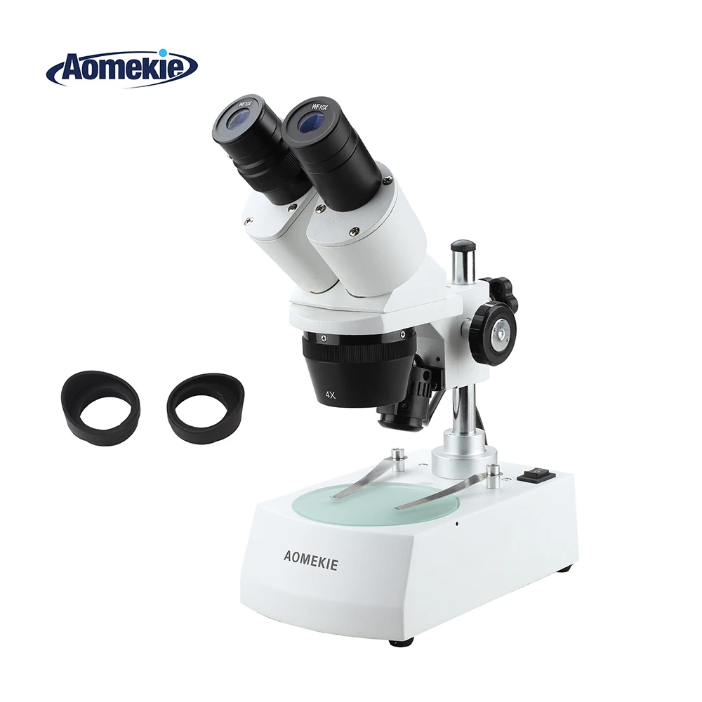 AOMEKIE 20X/40X Industrial Stereo Microscope Binocular Top Bottom LED Illumination PCB Soldering
