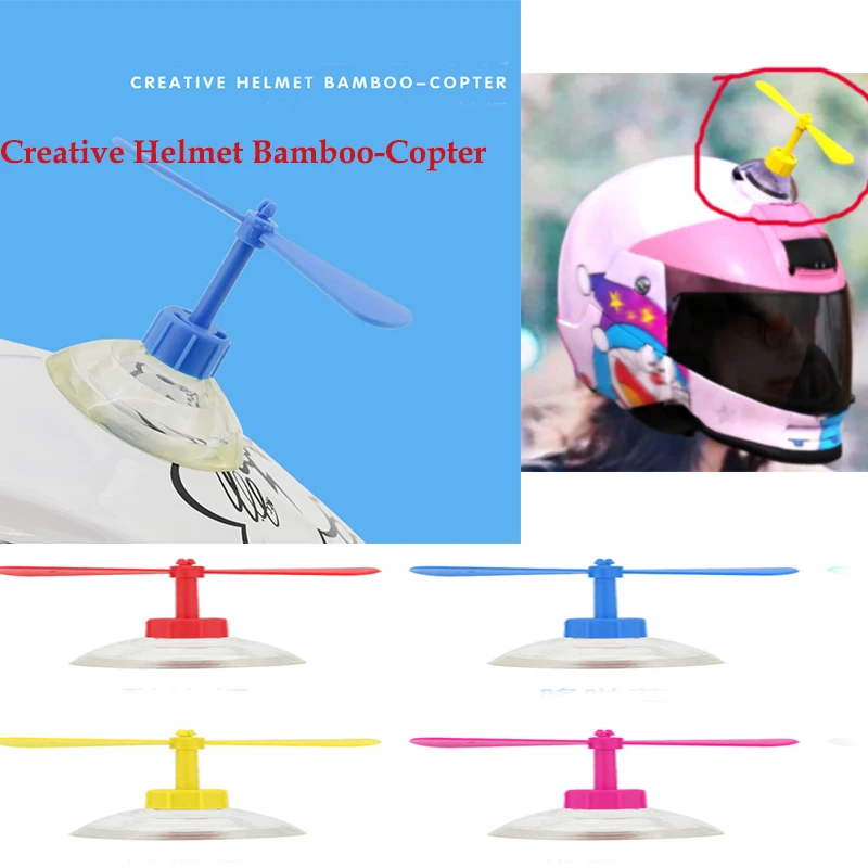 

Motorcycle Bicycle Creative Helmet Bamboo Copter Shape Sticker Rotating By Wind Suction Cup Decorative Windmill