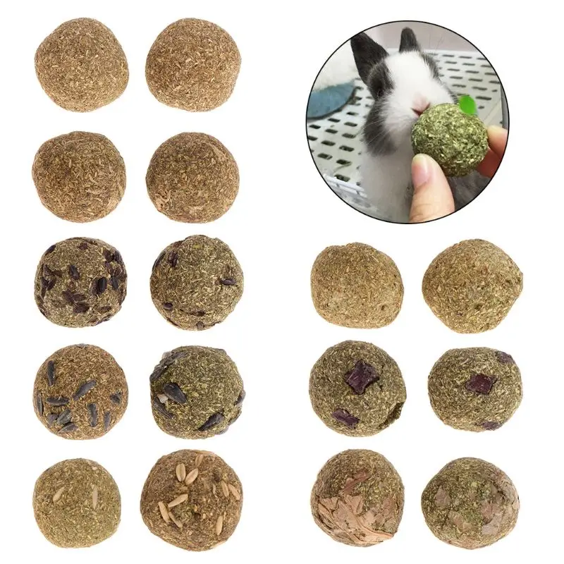 

2pcs Teeth Grinding Ball Natural Grass Hamster Squirrel Chinchilla Rabbit Clean