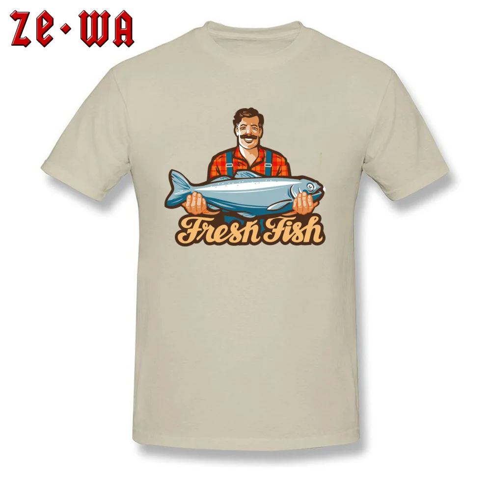 fish store design Tshirts Street Short Sleeve Family O Neck Pure Cotton Tops Shirts Design Tops & Tees for Men Summer fish store design beige