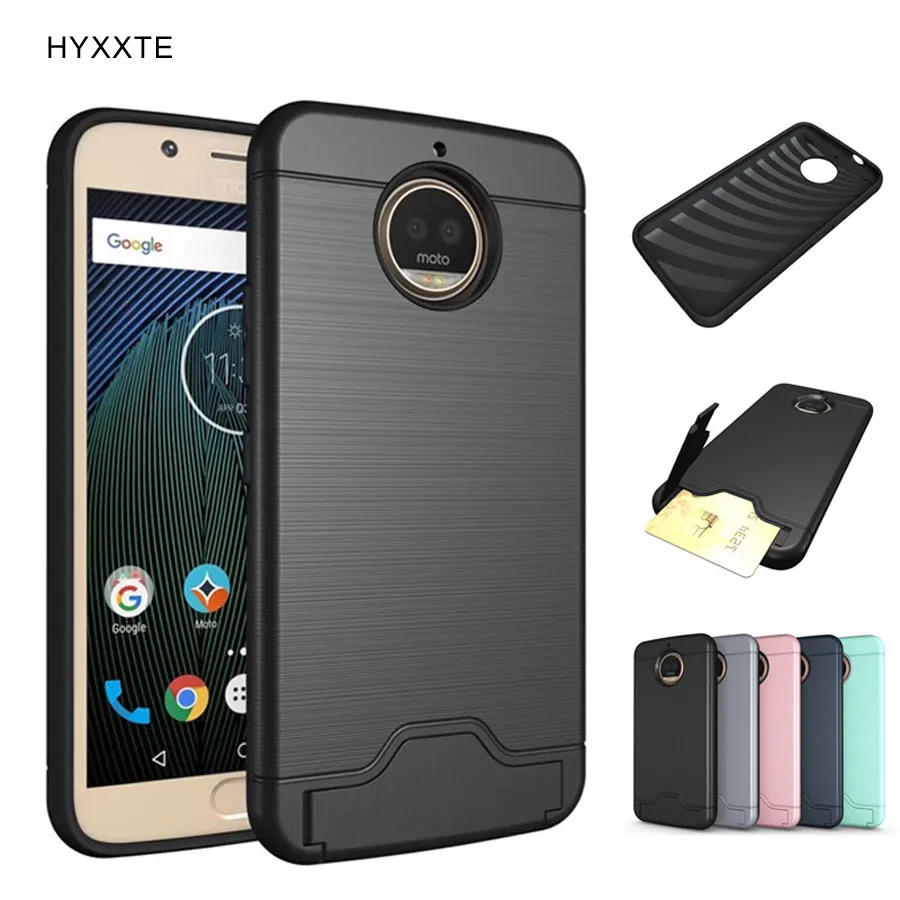 50PCS HYXXTE Heavy Duty Armor Case Cover for Motorola Moto G5S Plus Dual Layer Shockproof Tough Shell with Card Slot &amp Kickstand |
