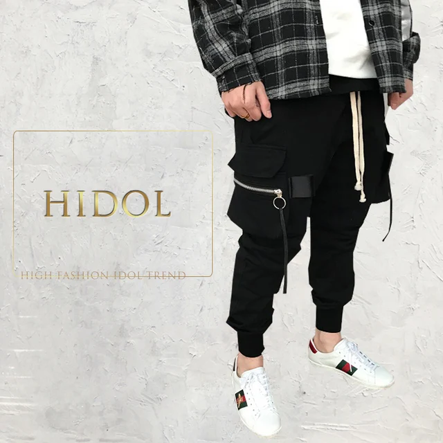 Jogger Harem Pants Pocket Cargo Sweatpants Zipper Elastic