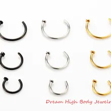 Из медицинского титана для носа серьги-кольца носа кольца, пирсинг тела, украшения Сталь черного и золотого цвета фотобумага Rainbow 20G 18G 100 шт.; ; детское нижнее белье, ювелирное изделие для тела