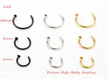 Aro de nariz de titanio médico anillos Piercing para el cuerpo joyería de acero negro oro Arco Iris 20G 18G 100 piezas al por mayor joyería del cuerpo(China)