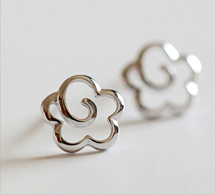 flower 100% 925 Sterling silver Jewelry fashion Hypoallergenic Stud earrings  for women gift