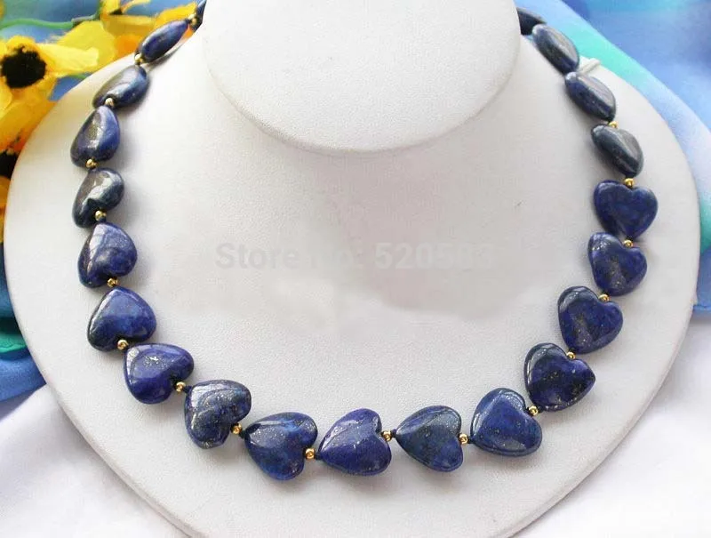 

nature 17" 18MM blue heart Lapis lazuli NECKLACE