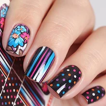 WUF 1 лист цветной цветок переводные наклейки для ногтей красивые DIY декоративные временные татуировки для ногтей маникюр