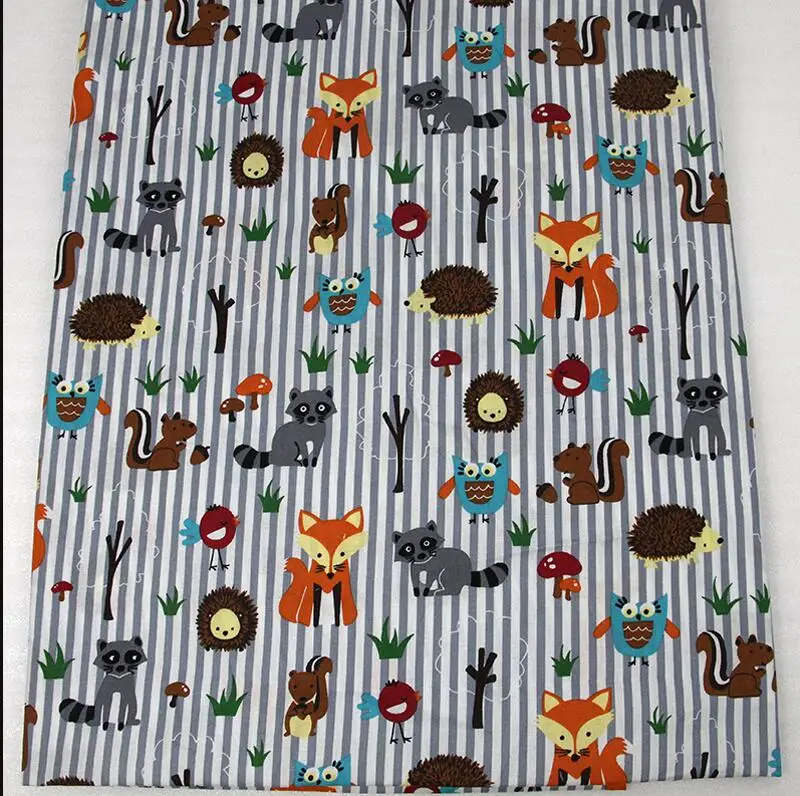 

David accessories 43248 50*147CM 100% cotton Zoo grey stripes fabric for Tissue Kids Bedding textile for Sewing Tilda Doll