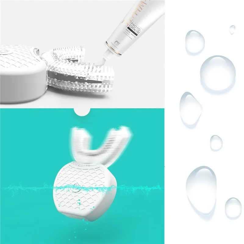 

360 Degrees Intelligent Auto Ultra Sonic Electric Teeth Brush Toothbrush Black Cavity Spa with U Shape Brush Head