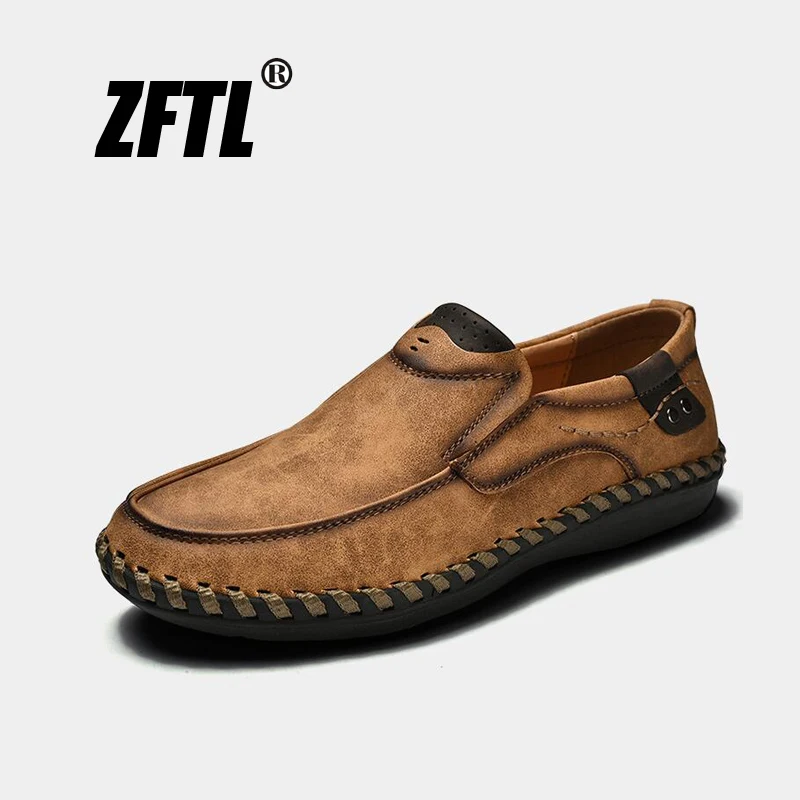 

ZFTL New Men's Casual shoes Genuine leather loafers man Business dress shoes Handmade large size 38-46 boat shoes slip-on 036