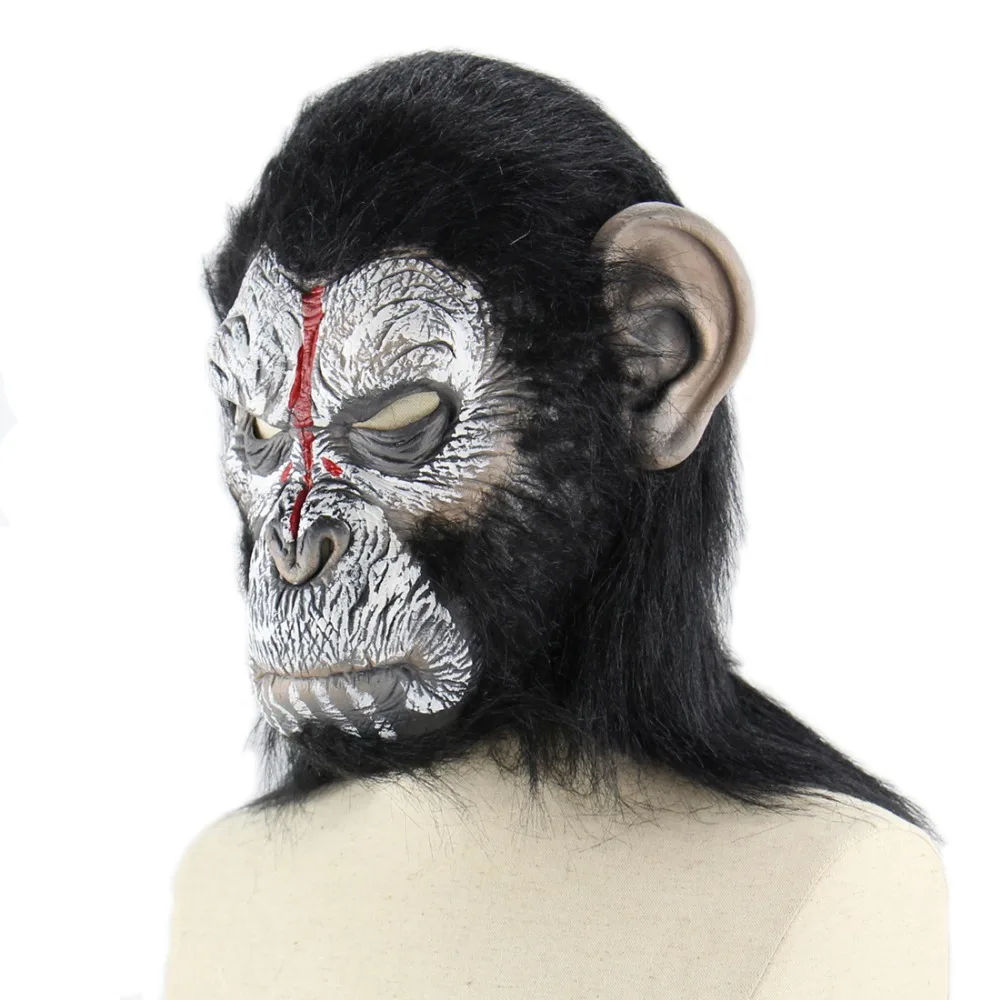 Король конг Планета обезьян Горилла маска капот обезьяна латексные маски животных крови страшные Хэллоуин животное взрослых обезьяна голова Маска