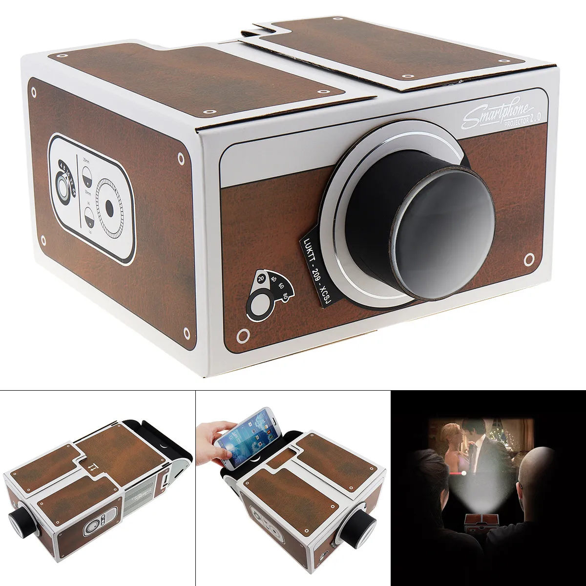 DIY 3D Cardboard Mini Smartphone Projector Novelty Adjustable Mobile Cell Phone Projector Card Board Portable Cinema In A Box