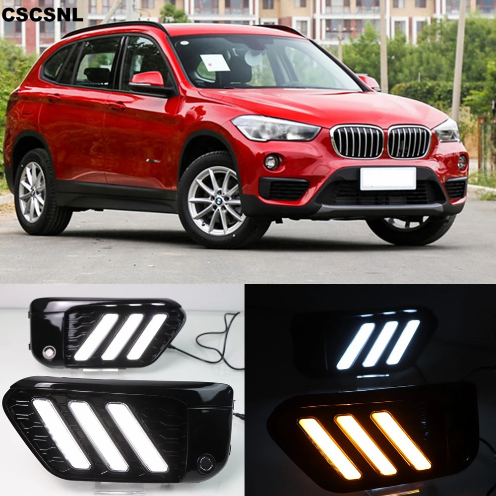 

CSCSNL 2PCS LED DRL Daytime Running Light for BMW X1 F48 F49 2016 2017 2018 2019 With Yellow Turn Signal and Blue night light