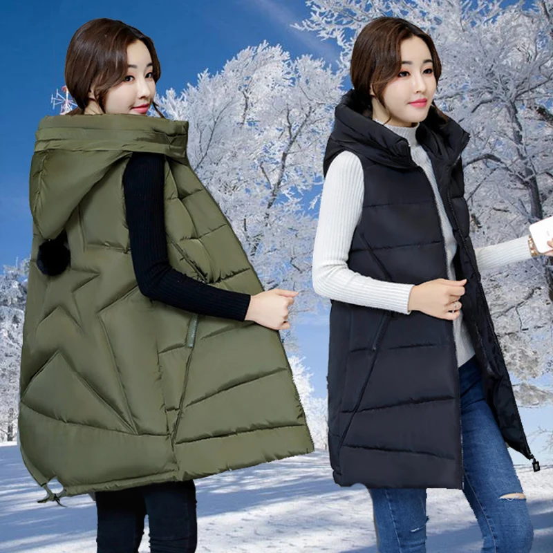 

zozowang New Arrivals Plus Size Winter Vest Womens Waistcoat 2018 Thick Warm Hooded Long Vest Female Sleeveless Jacket Coat