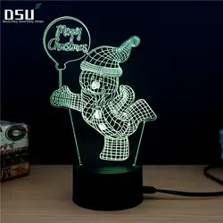 3D Рождественский свет воздушный шар Санта ночник 7 цветов Изменение USB сенсорный датчик стол, Свадьба Вечерние, украшение дома