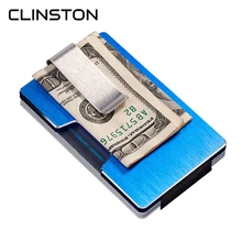 RFID Алюминиевый мини-держатель для карт, кошелек, антимагнитный металлический мужской чехол для кредитных карт, маленький тонкий кошелек с зажимом для доллара
