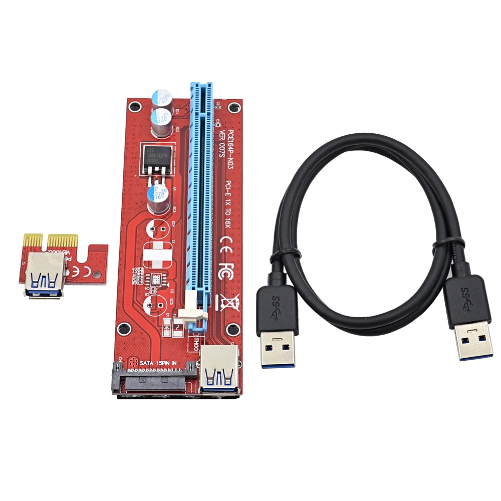 Prix pour 50 Ensembles Rouge 60 M PCI-E 1X à 16X Riser Card Extender PCI Express adaptateur + USB 3.0 Câble/15Pin SATA Molex Alimentation Interface Prix pour 50 Ensembles Rouge 60 M PCI-E 1X à 16X Riser Card Extender PCI Express adaptateur + USB 3.0 Câble/15Pin SATA Molex Alimentation Interface