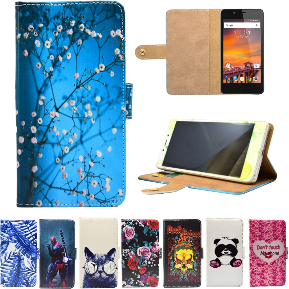 

New arrival PU Leather Phone Cases Cartoon Flip Wallet Stand Cover Case for Fly Stratus 7 (FS458) 4.5 Inch