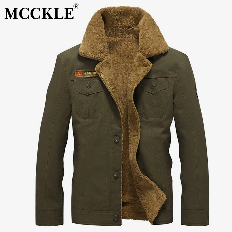 

MCCKLE Men Plus Size Fleece Warm Bomber Jacket 2019 Spring Winter Male Fashion Windbreaker Coat Mans Streetwear Pilot Jackets