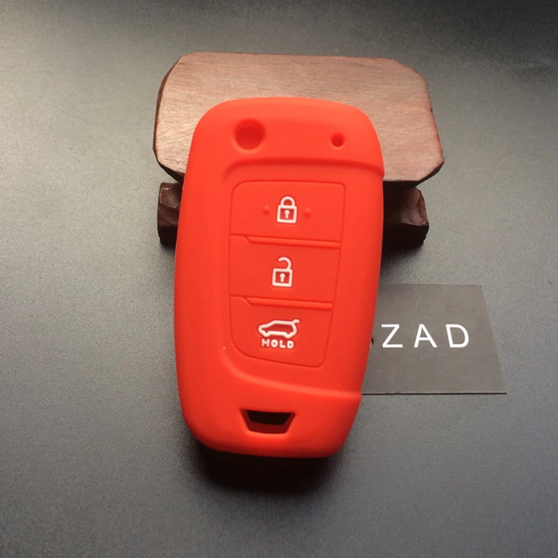 Резиновый чехол ZAD для Hyundai Elantra Solaris 2017 Santa Fe Tucson Verna i35 i40 Genesis F|car key case cover|rubber car