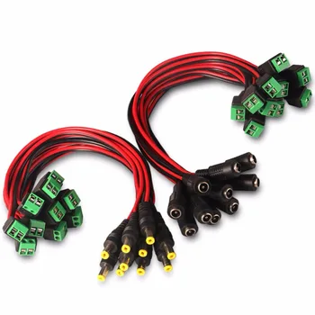 

10 Pairs DC Power Pigtail Cable 18AWG 12V 5A Male & Female, Upgraded with Terminal Jack Socket Connectors for CCTV Home ST316