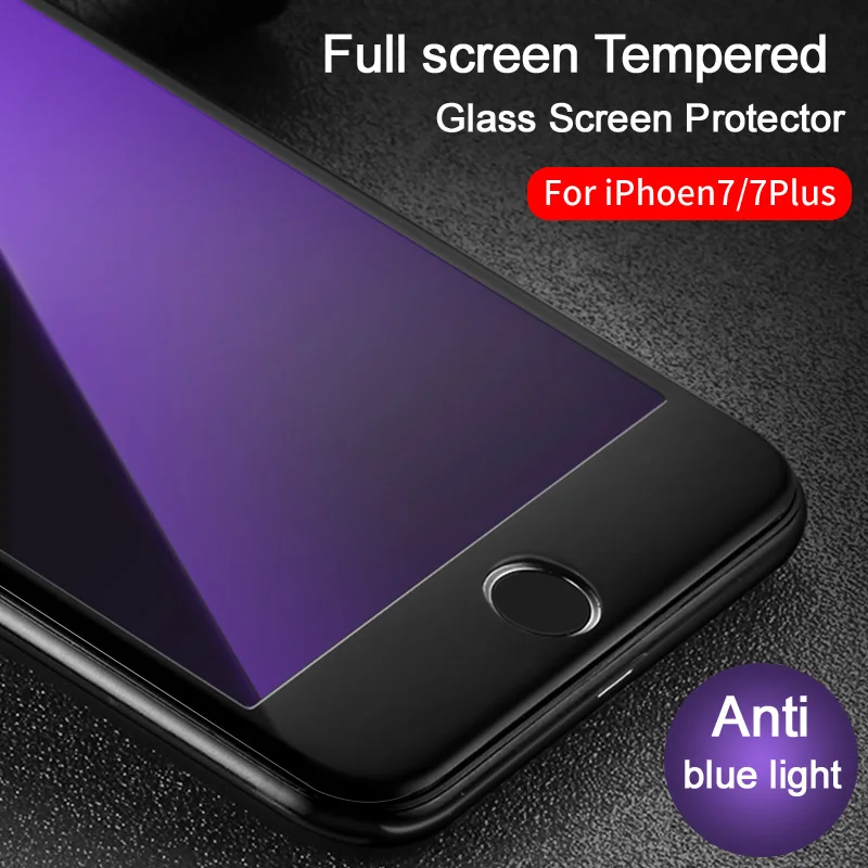 

Anti-Blue Light Tempered Glass For iPhone X 8 7 6S 6 plus Screen Protector Ultra Thin 3D Soft Side Edge 9H Protective Film