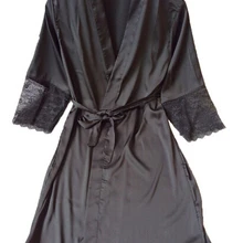 Сексуальное Женское ночное белье со средним рукавом, большие размеры M L XL XXL, кружевные женские халаты из натурального шелка,, новинка