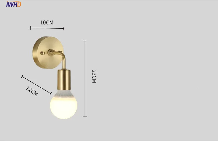 IWHD современный скандинавский светодиодный настенный светильник, светильники из латуни и меди, светильник для гостиной, ванной комнаты, зеркало, винтажное настенное бра, рядом с лампой - Цвет абажура: 1