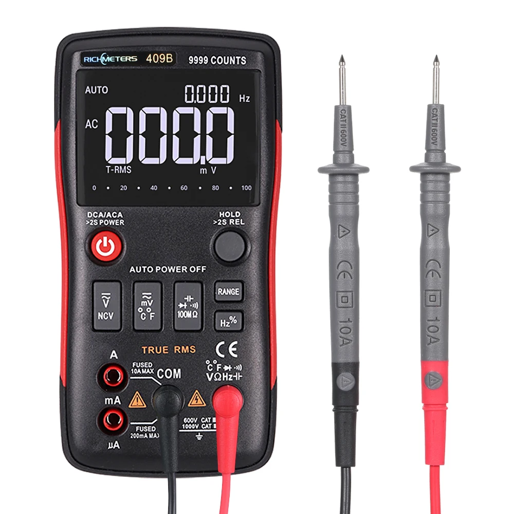 

RM409B True-RMS Digital Multimeter Button 9999 Counts Multimetro Tester With Analog Bar Graph AC/DC Voltage Ammeter Current Ohm