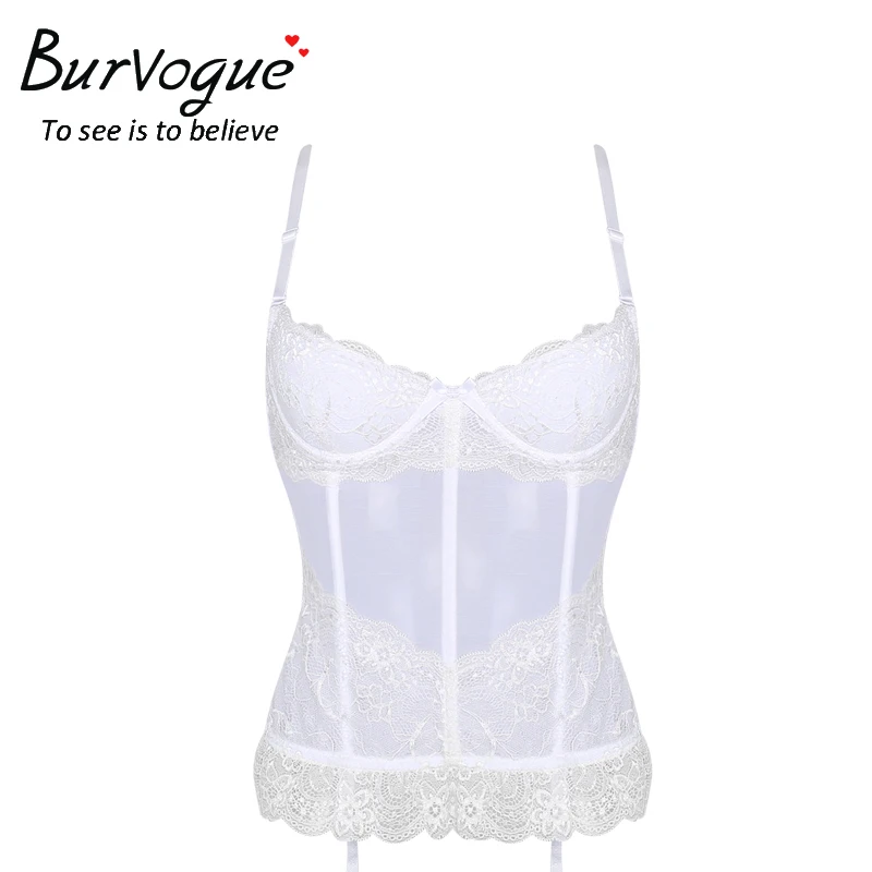 Женский утягивающий корсет Burvogue кружевной с прозрачной сеткой Утягивающее