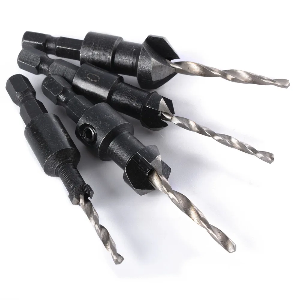 4pcs/set HSS Drill Bits Set Quick Change Hex Shank #6 #10 #13 #16 Countersink Drill Bit For Woodworking Tool