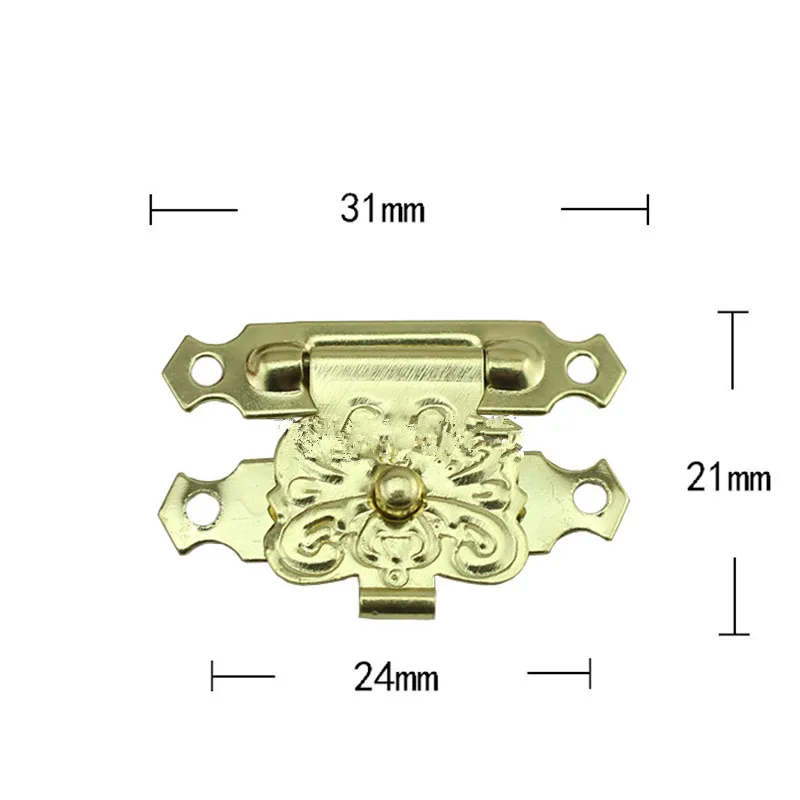 Antique Iron Jewelry Box Padlock Hasp Locked Wooden Wine Gift Box