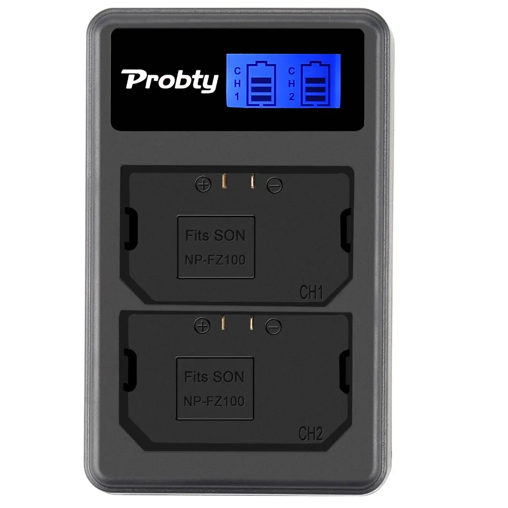 Probty NP-FZ100 camera Battery LCD Dual Charger for Sony Alpha 9 A9 9R A9R 9S A9S A7RIII A7R3 BC-QZ1