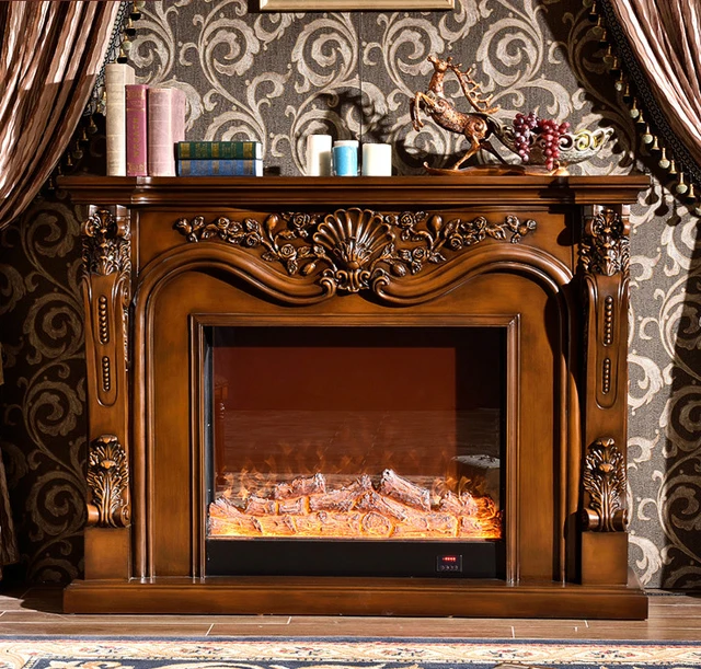 Kamin set W130cm holz kaminsims mit elektrische kamin einfügen brenner